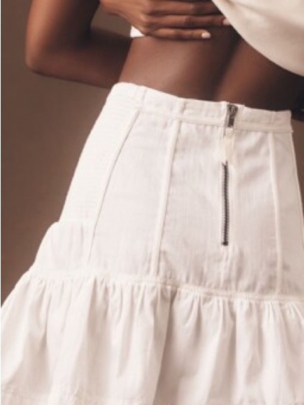 Pilcro seamed flounce Tiered light denim Skirt - Picture 3 of 5
